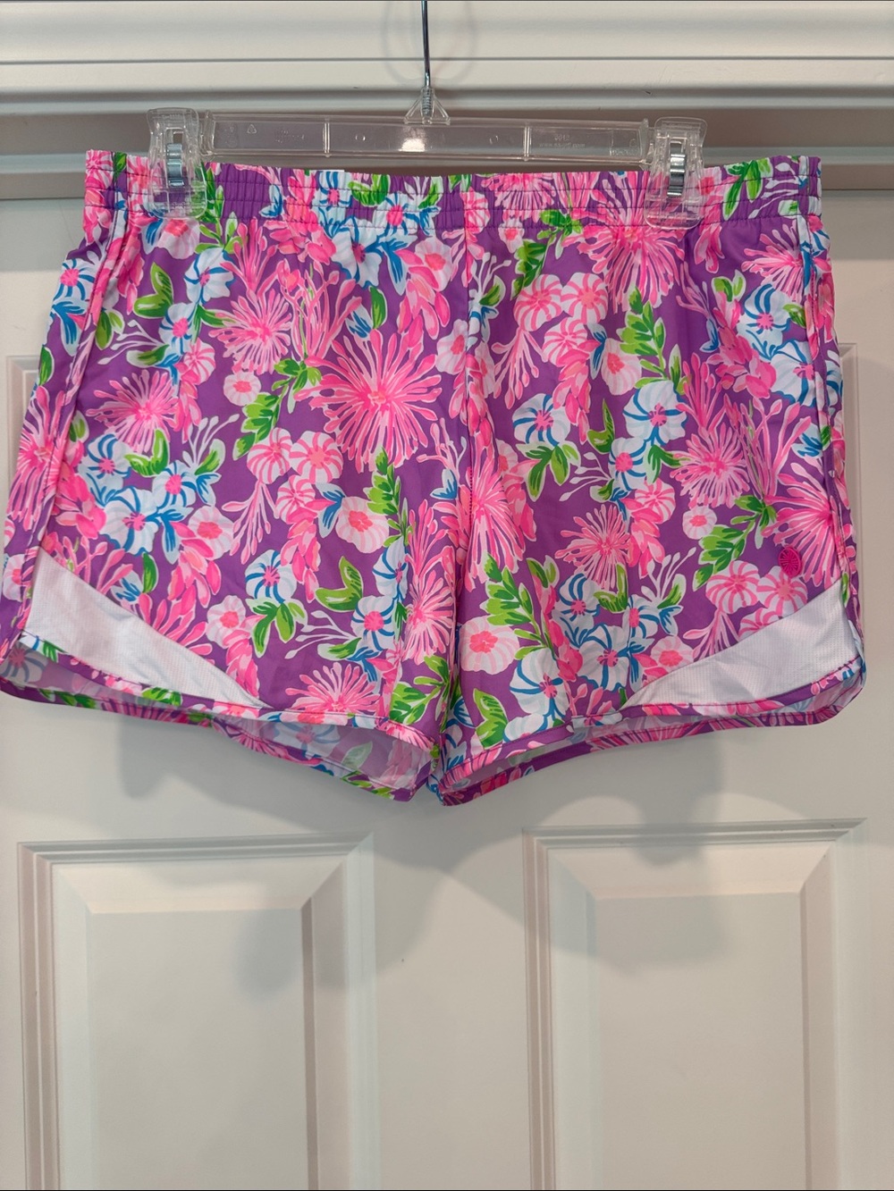 Lilly Pulitzer Pink & Purple Floral Luxletic Athletic Shorts Size Medium